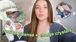 HOW TO CLEANSE AND CHARGE CRYSTALS  crystals for beginners [upl. by Emmery391]