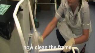 How to clean a commode  infection control training video [upl. by Yekram]