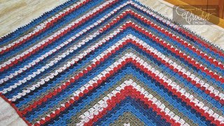 Crochet Mitered Modern Granny Blanket Pattern  EASY  The Crochet Crowd [upl. by Haleehs216]