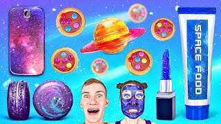 GALAXY FOOD CHALLENGE  Astronaut vs Real Food Eating Everything In 1 Color By 123 GO CHALLENGE [upl. by Hukill]