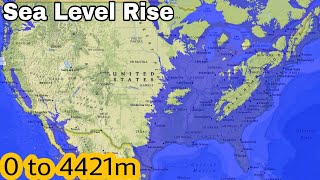 USA Flood Map  Sea Level Rise 0  4000m [upl. by Nesnej962]