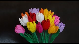 How to make beautiful paper tulip flowers  DIY Mothers day craft [upl. by Tisdale847]