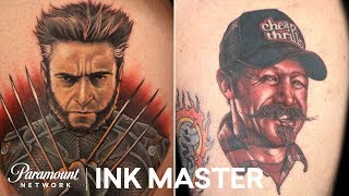 Top 6 Portrait Tattoos From Wolverine to Oliver Peck  Ink Master [upl. by Naujaj]