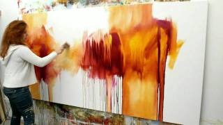 Abstract acrylic painting Demo  Abstrakte Malerei quotFlüsterzeitquot by ZacherFinet [upl. by Jackquelin]