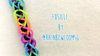 Rainbow Loom Fusilli Bracelet by RainbowLoomSG 2 Peg no hook tutorial [upl. by Nollek432]