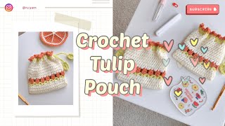 Crochet tulip pouch  How to crochet a flower pouch  Crochet tutorial 🌷 Ruyarn crochet [upl. by Eiznekcam]