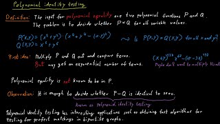 Polynomial Identity Testing [upl. by Lourdes368]