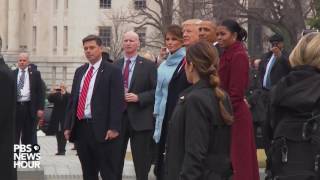 WATCH The Obamas and Bidens depart US Capitol [upl. by Notlew]