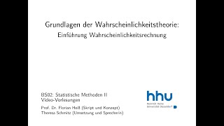 Statistik 2 201 Einführung in die Wahrscheinlichkeitsrechnung [upl. by Nuhsar129]