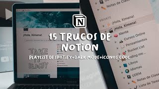 15 TRUCOS y TIPS para NOTION 📚 l playlist de Spotify íconos minimalistas dark mode [upl. by Joo]