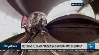 TTC trying to identify person who rode on back of subway [upl. by Ternan]