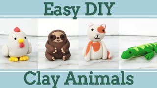 Easy Clay Animals for Beginners 5│4 in 1 Polymer Clay Tutorial [upl. by Ahsinej]