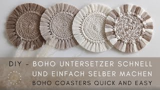 DIY  BOHO UNTERSETZER EINFACHE UND SCHNELLE ANLEITUNG  Tutorial Boho Coasters quick and easy ♡︎ [upl. by Alleiram]