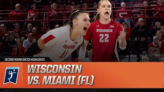 Wisconsin vs Miami FL 2023 NCAA volleyball second round highlights [upl. by Skricki]