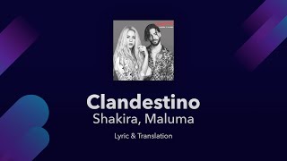 Shakira Maluma  Clandestino Lyrics English and Spanish  Translation  Meaning [upl. by Anoek]