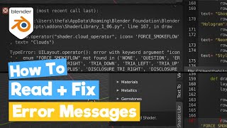 Blender Python Tutorial  Read an Error Message and how to Fix it learn python for beginners [upl. by Lorianne]