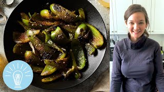 ShishitoStyle Green Peppers from Michele Humes  Genius Recipes [upl. by Arbma]