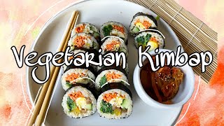 Vegetarian Kimbap  Korean Food Recipe Plantbased Healthy Easy Recipe [upl. by Nawat]