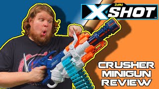 THE BEST  NERF  MINIGUN YET XShot Crusher Blaster Review [upl. by Kcoj]