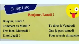 Comptine  Bonjour Lundi   maternelle grande section [upl. by Ihtraa]