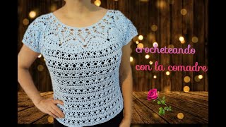 Tutorial Blusa Betty Facil y Rapido Parte 1 Crocheteando con la Comadre💖👠💄💋 [upl. by Ennej]