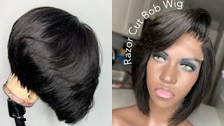 Layered Cut Bob Wig On a Dome Cap Bundle hair [upl. by Herrod]