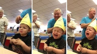 Adorable Toddler Cries During Happy Birthday Song [upl. by Lime]