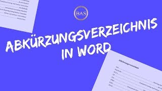 Abkürzungsverzeichnis Word ✅ [upl. by Robma]