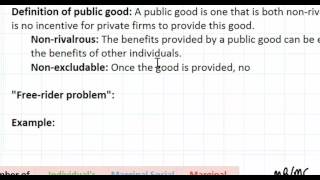 Public Goods as a Market Failure  part 1 [upl. by Navoj203]