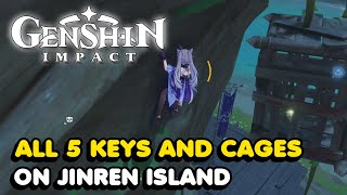 All 5 Key amp Cage Locations On Jinren Island In Genshin Impact Inazuma [upl. by Mckeon902]