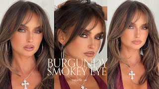 BURGUNDY SMOKEY EYE MAKEUP TUTORIAL [upl. by Orlena]