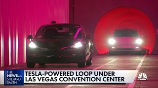 Inside Elon Musks underground loop tunnels in Las Vegas [upl. by Nylirrej131]