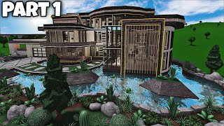 Bloxburg Modern Lakefront Mansion Speedbuild Part 14 Exterior [upl. by Demakis]