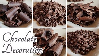 5 Ways Chocolate Shavings Curls for Cake Decoration  with Kitchen Tools [upl. by Relyhs]