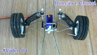 Como Fazer Sistema de Direção e Chassi Para Carrinho controle Remoto Miniaturas Projetos Arduino [upl. by Pinkerton]