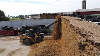 Raking and Defacing silage pile [upl. by Hannah]