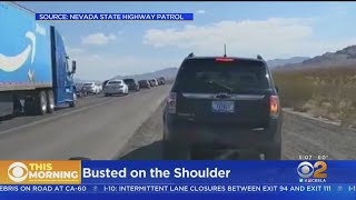 Dozens Of Drivers Leaving Las Vegas On Shoulder Of 15 Freeway Busted [upl. by Anelrad769]