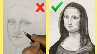 HOW TO DRAW MONALISA Step by step for beginners  PENCIL DRAWING [upl. by Petunia]