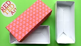 Easy Rectangular Origami Box  Paper Crafts  Crafts Basics [upl. by Norym]