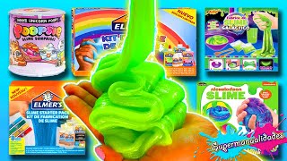 Probando 8 kits para hacer Slime Elmers Nickelodeon y Poopsie  Supermanualidades [upl. by Burkhardt16]