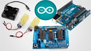 Control de motores DC con Arduino motor shield  Robot básico [upl. by Assenar493]