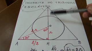 CIRCUNFERÊNCIA INSCRITA NO TRIÂNGULO EQUILÁTERO [upl. by Nomelihp]