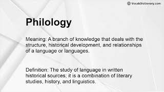 Philology Meaning [upl. by Assenaj976]