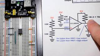 LM393 Inverting Comparator Demonstration Circuit Trimpot Controlled by Electronzapdotcom [upl. by Pardner]