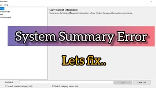 System summary cant collect information  cannot access the windows management instrumentation [upl. by Lelia94]