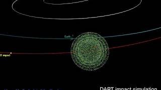 DART impacting asteroid Didymos [upl. by Saffier]