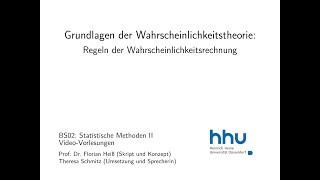 Statistik 2 204 Regeln der Wahrscheinlichkeitsrechnung [upl. by Araet]