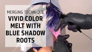 Vivid Hair Color Melt with Blue Shadow Roots  Lets Play Elumen Series  Goldwell Education Plus [upl. by Jacob]