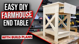 Easy DIY Farmhouse End Table With A Drawer For Storage [upl. by Kanor461]