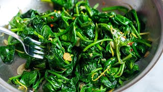 Perfect Sauteed Spinach Recipe with Garlic [upl. by Yoj860]